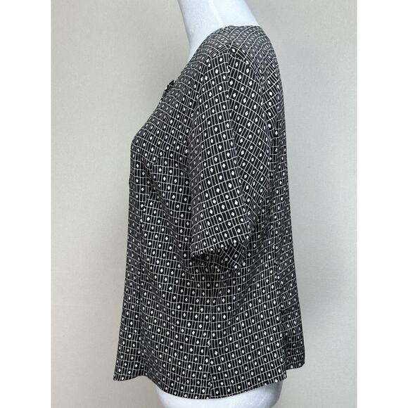 Christie & Jill Women’s 100% Polyester Short Sleeve Blouse Size 12 Black White - Picture 6 of 11